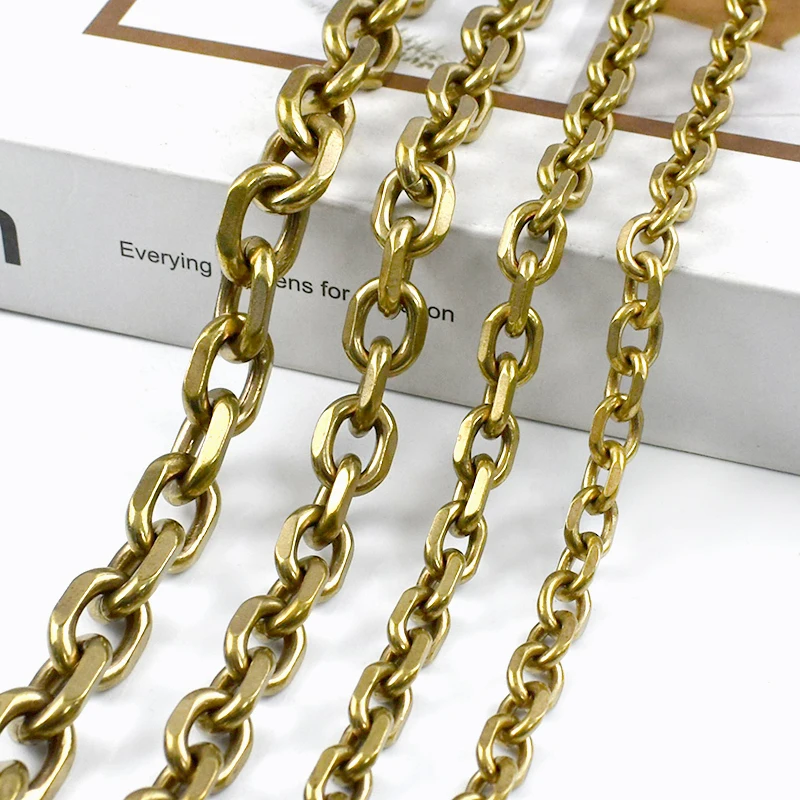 

50/100cm Solid Brass Chain for Men Belt Buckles Women Wallet Chains Trousers Waistband Decorative Link Dog Leash Accessories