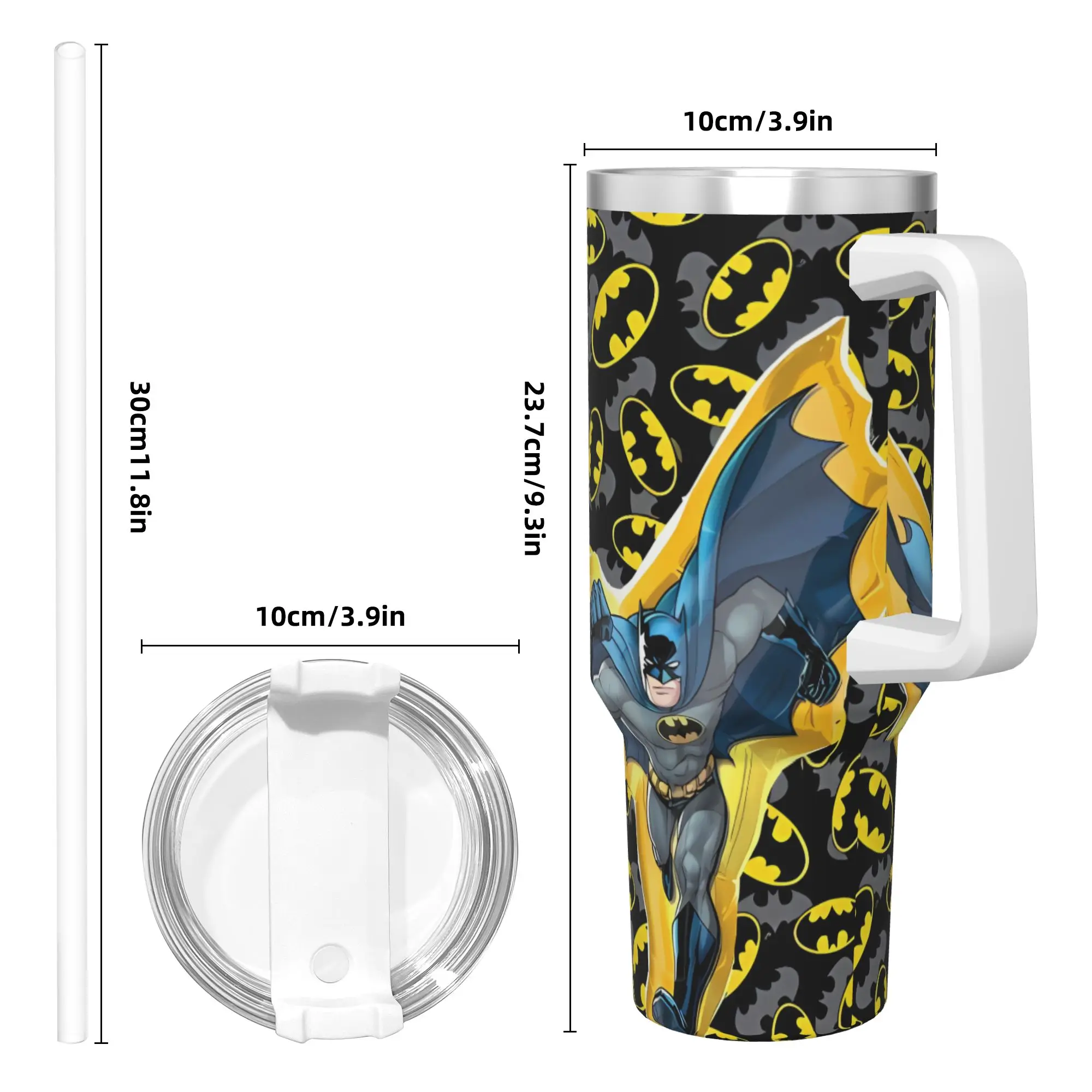 B-Batmans Cartoon Stainless Steel Tumbler 3D Print Travel Thermal Cups With Straws and Lid Large Mugs Cup Drinks Water Bottle view 4