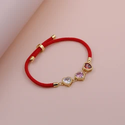 2024 New Classic  Heart Initial Letter Bracelet Women Simple Adjustable Colorful pink Rope Bracelet For Women Jewelry Gift