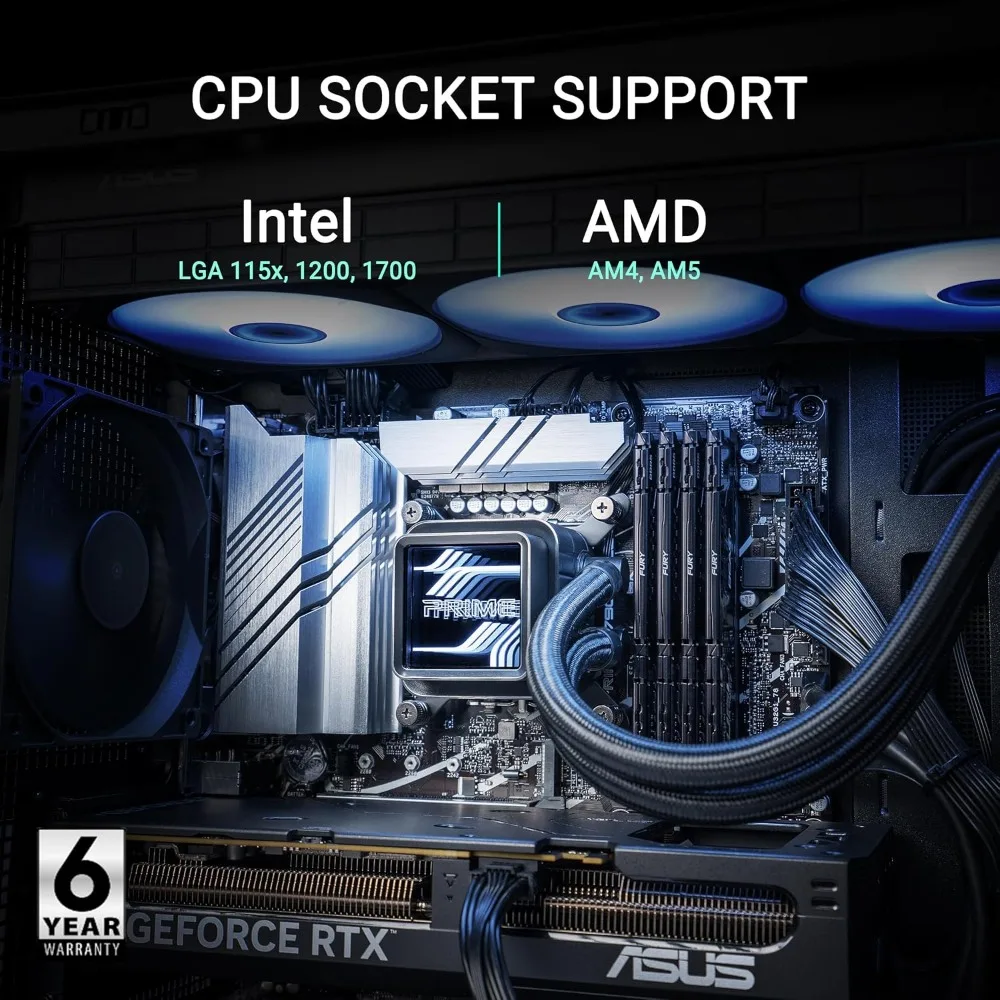 ASUS Prime LC 360 ARGB الكل في واحد AIO CPU Liquid Cooler AMD: AM5 & AM4 Intel: LGA 1851, 1700, 1200, 115x وحدة المعالجة المركزية المصممة خصيصًا