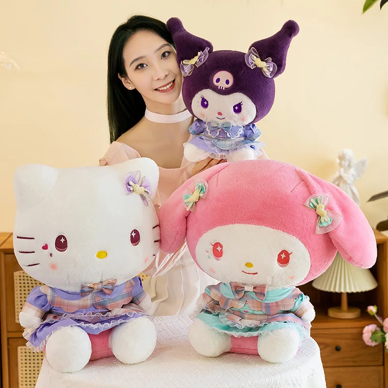 

Новая летняя кукла Sanrio Kuromi, 55 см, кошка Kt, плюшевая игрушка, милая кукла в коричном цвете, плюшевая кукла, декоративная искусственная игрушка, подарок для девушки