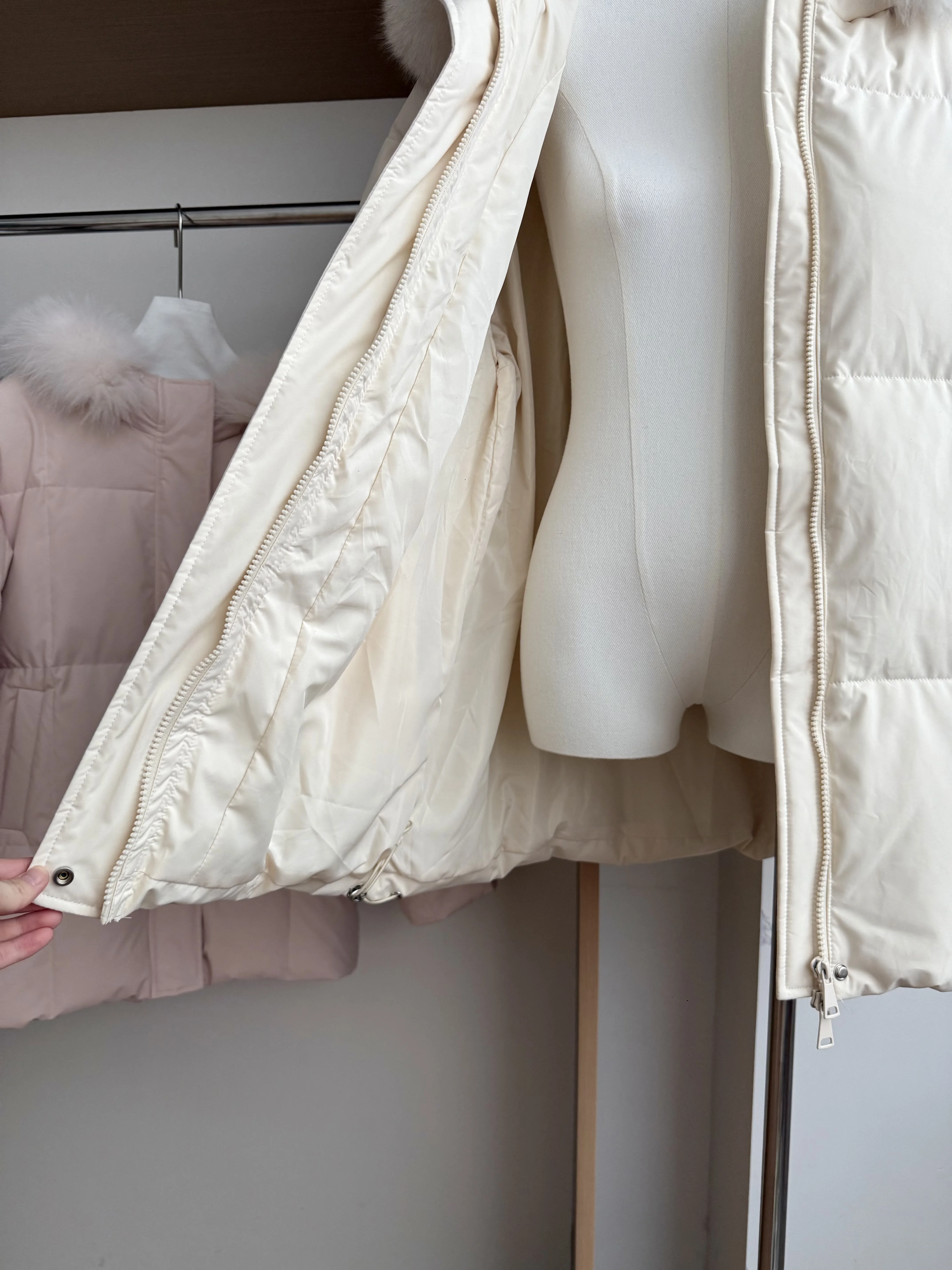 Cappotto da donna autunno inverno finto finale con cappuccio spesso caldo piumino d'anatra bianco da donna tinta unita con cerniera tenere al caldo piumino capispalla