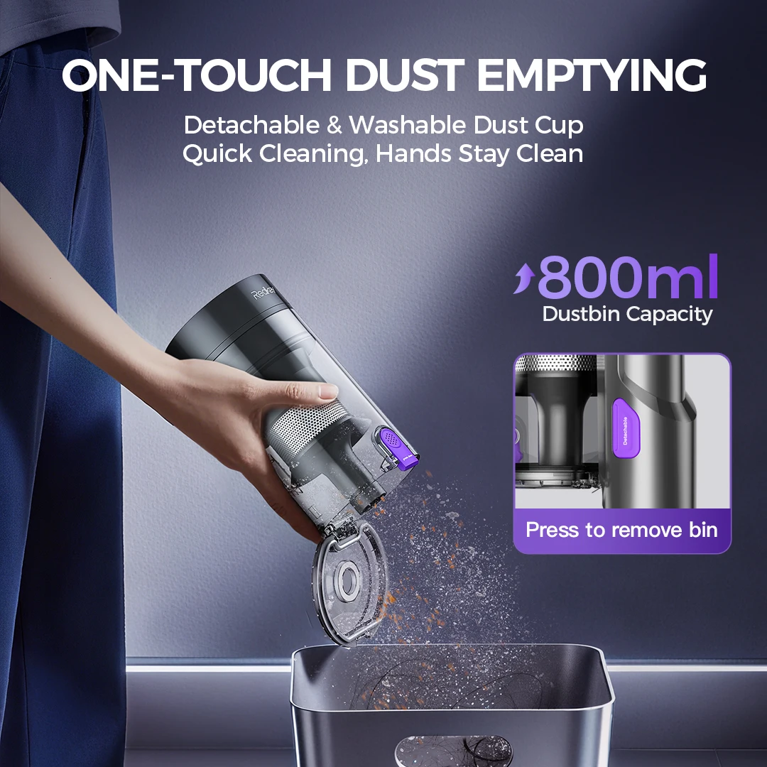 Redkey P9 Pro Leistungsstarker Kabelloser Staubsauger 55000Pa mit 6-Schicht-HEPA-Filtration, Anti-Verwicklungs-Bürste für Tierhaare – Detail 7