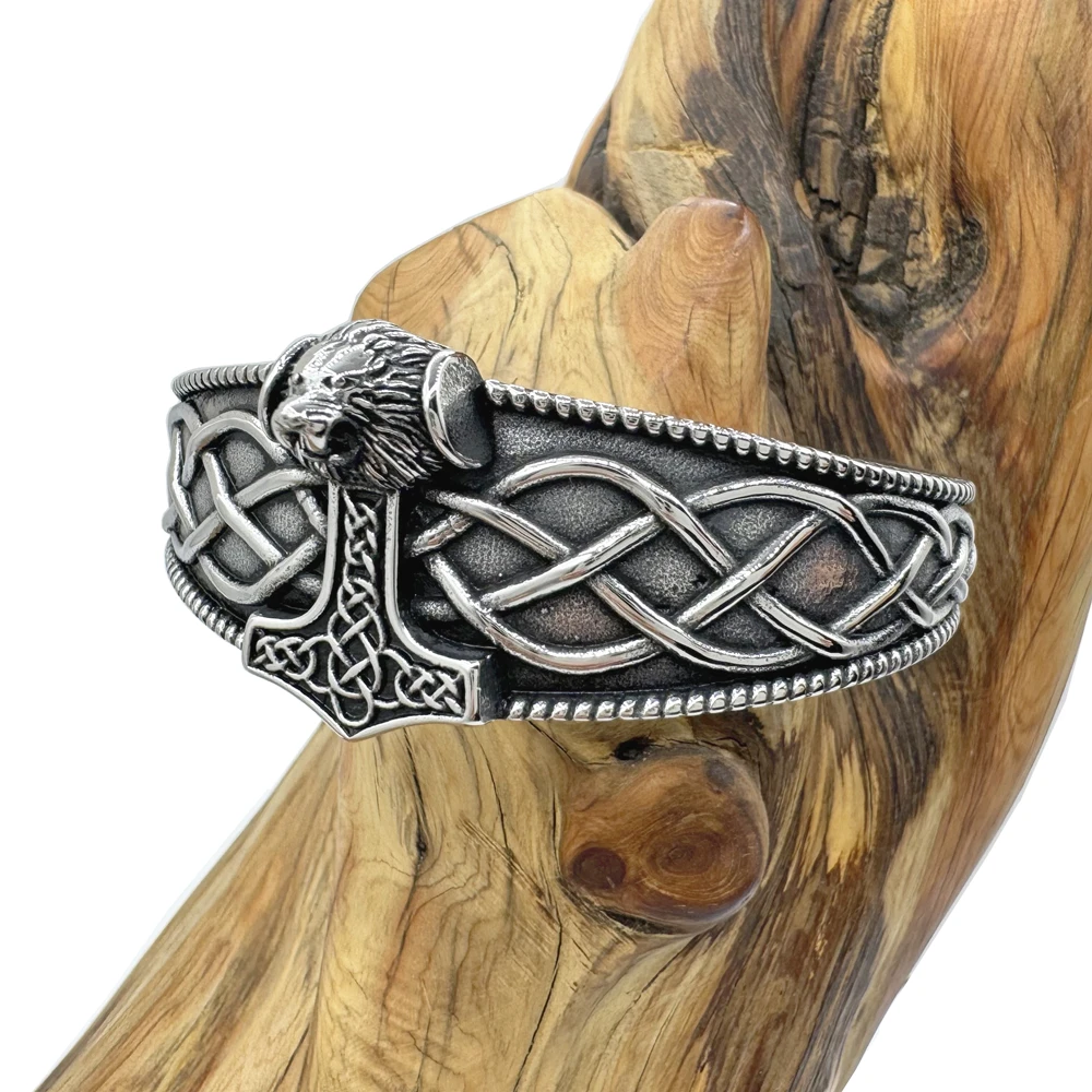 Thor Man Bracelet 316L Stainless Steel Jewelry Biker Punk Lion Bangle