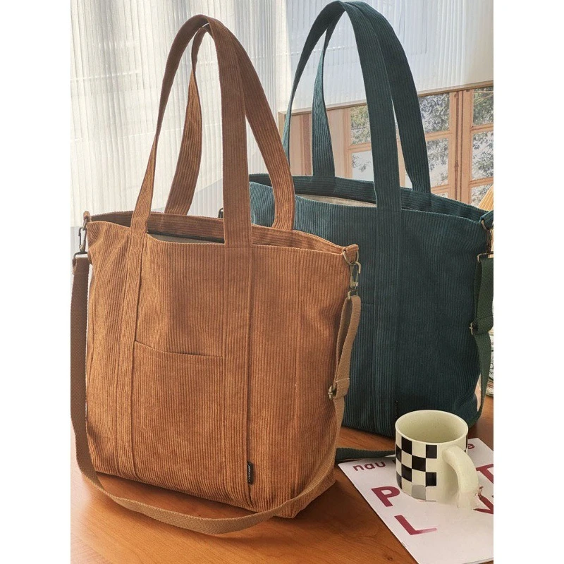 

Japanese Autumn and Winter Commuting Thickened Corduroy Tote Casual Literary Student Crossbody Bag Simple and Versatile