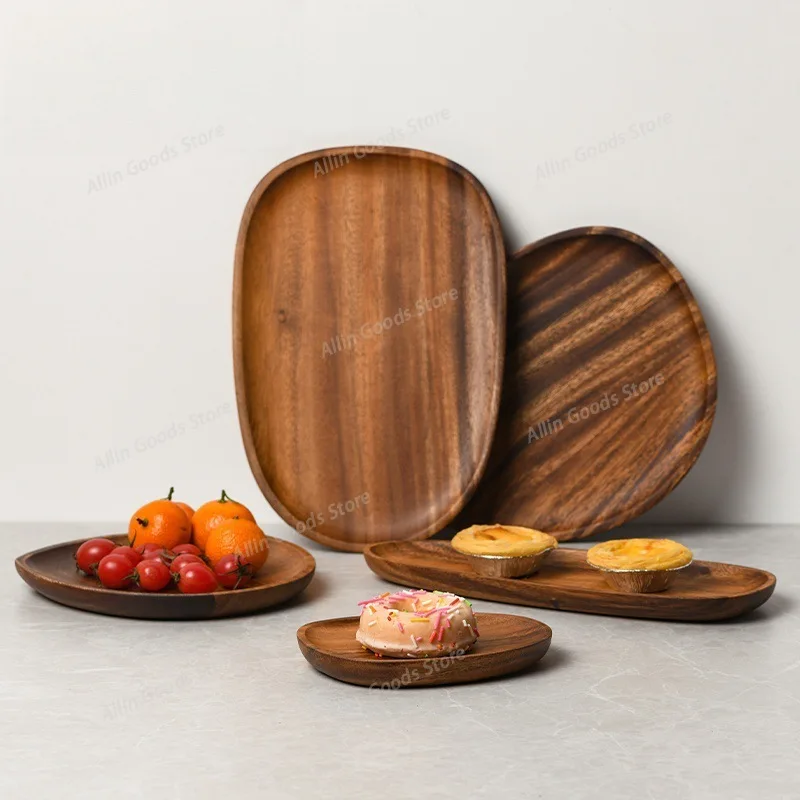 Walnut Melon Seed Plate Solid Wood Snacks Fruit Dessert Tray Acacia Wood Baking Tray Dim Sum Tray