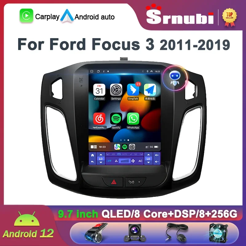 Srnubi Carplay Android 12 Car Radio Multimedia Video Player For Ford Focus 3 2011-2019 Autoradio 2 Din DSP 4G Stereo Navigation