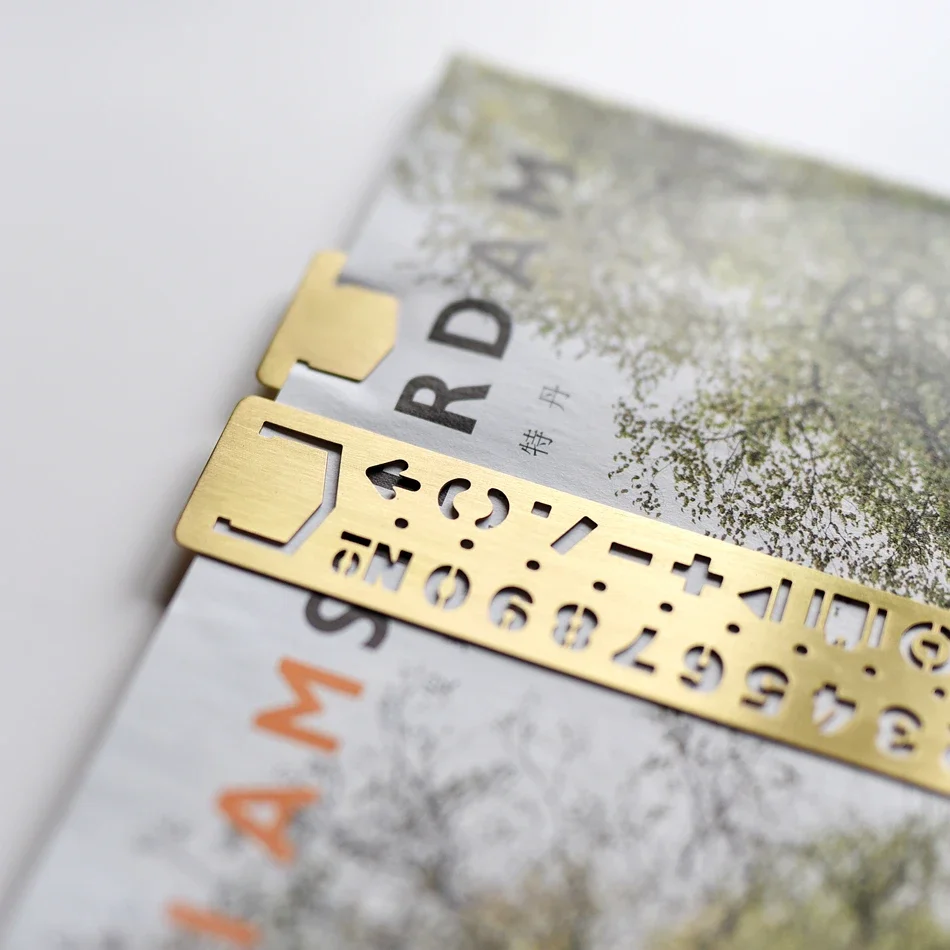 빈티지 황동 금속 다기능 북마크 스텐실 자 DIY 도구 여행자 노트 다이어리 플래너 액세서리 문구류