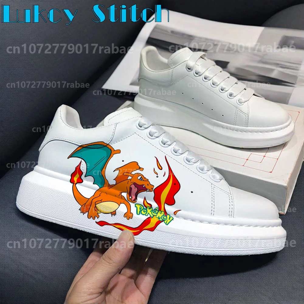 

Крутые кроссовки Pokemon для мальчиков и девочек, женская и мужская повседневная обувь, мужская обувь на платформе для скейтбординга, модная повседневная обувь на плоской подошве с граффити