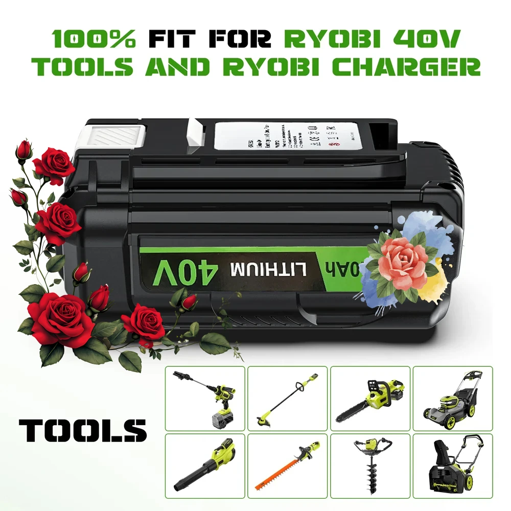 

2025 100% новая мощная литиевая батарея 40 В 8 Ач, для инструмента Ryobi RY40200, аккумулятор OP4050 OP4026, RY40430, газонокосилка Ryobi