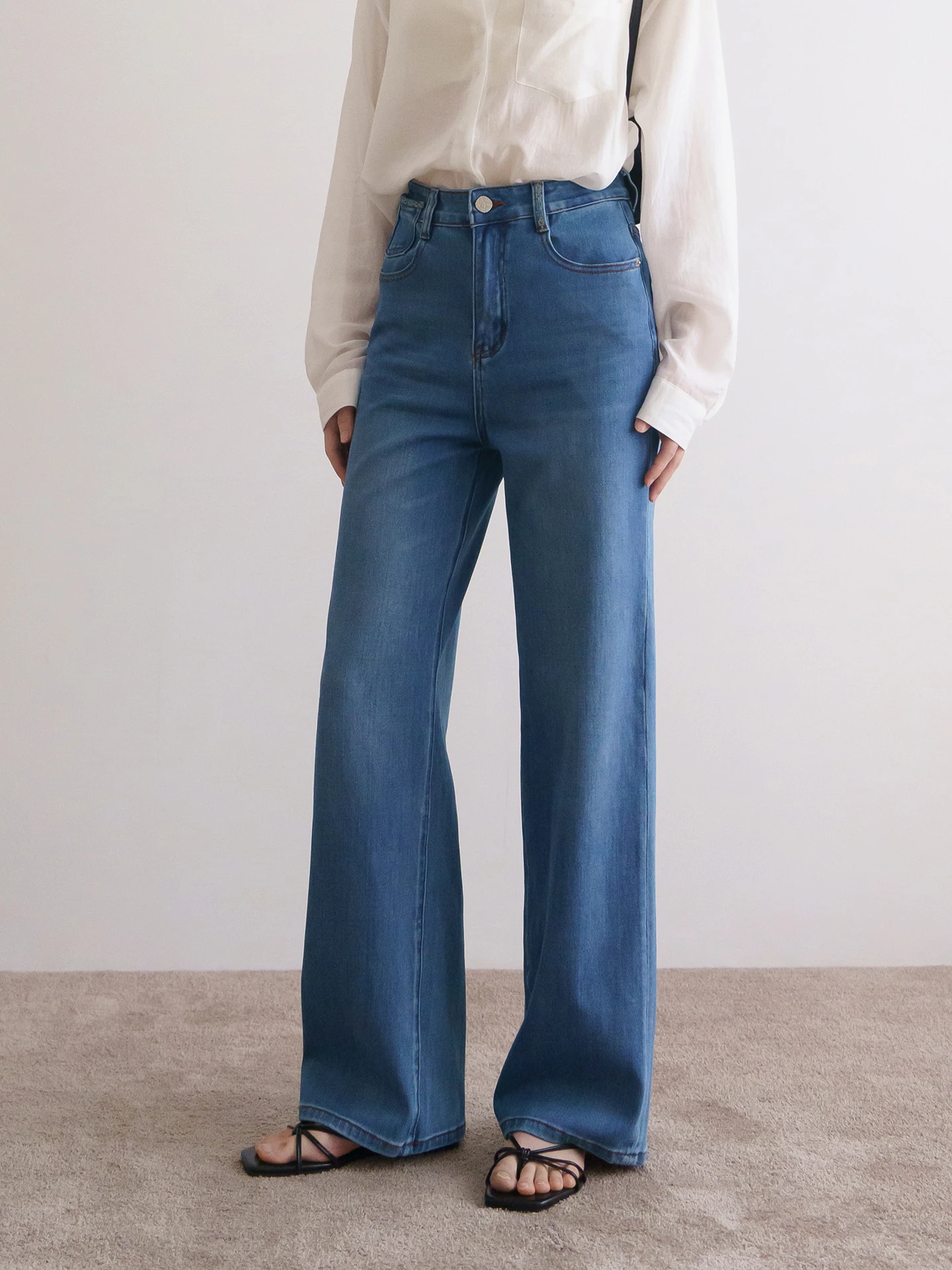 

Floradance High Waist Slim Fit Four Way Stretch Embroidered Denim Pants Women's Spring Summer Narrow Straight Leg Wide Leg Lo...