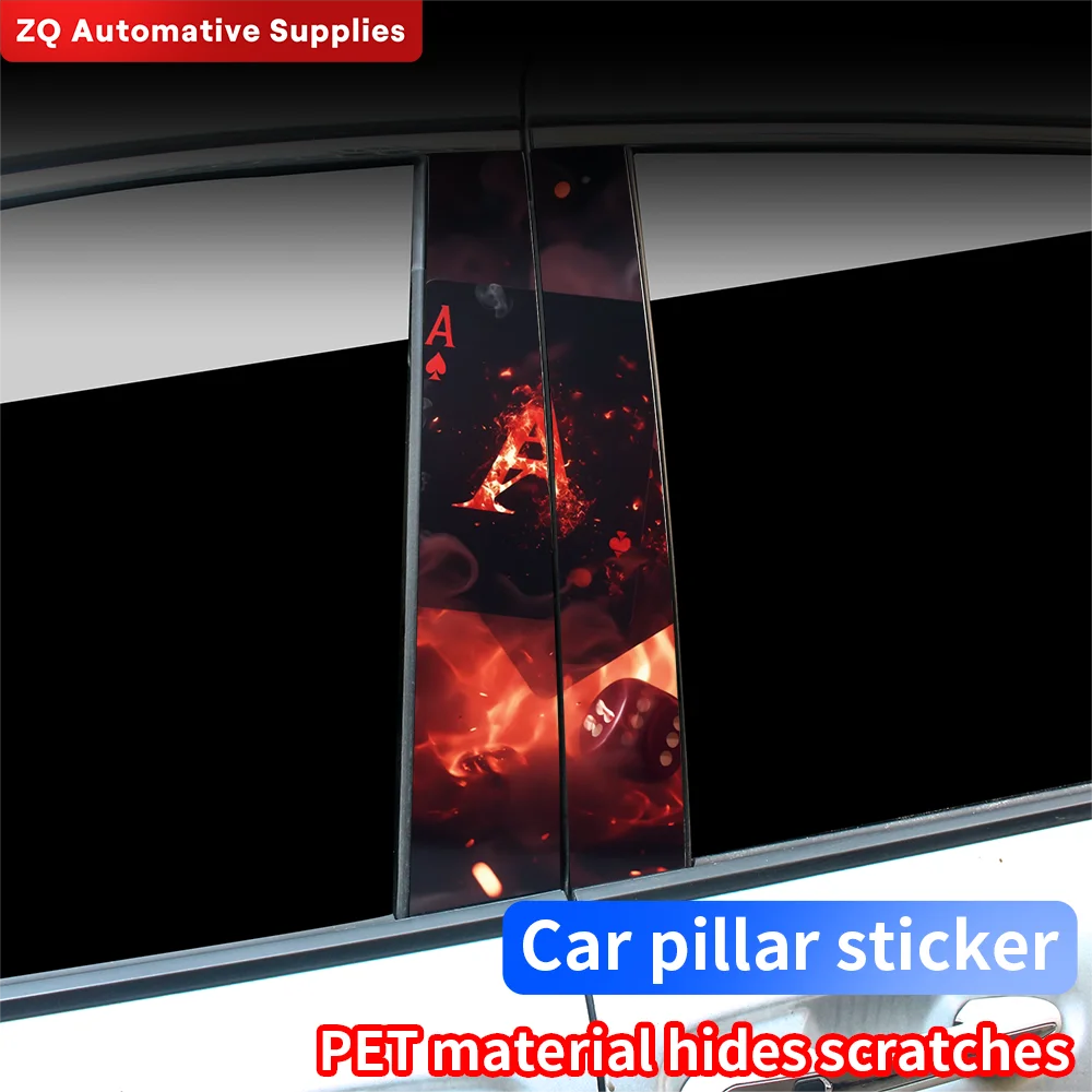 

Poker Car Stickers Funny Auto B Pillar Waterproof Decoration DIY Cover Car Doors Pillar Sunscreen Decals Accessories
