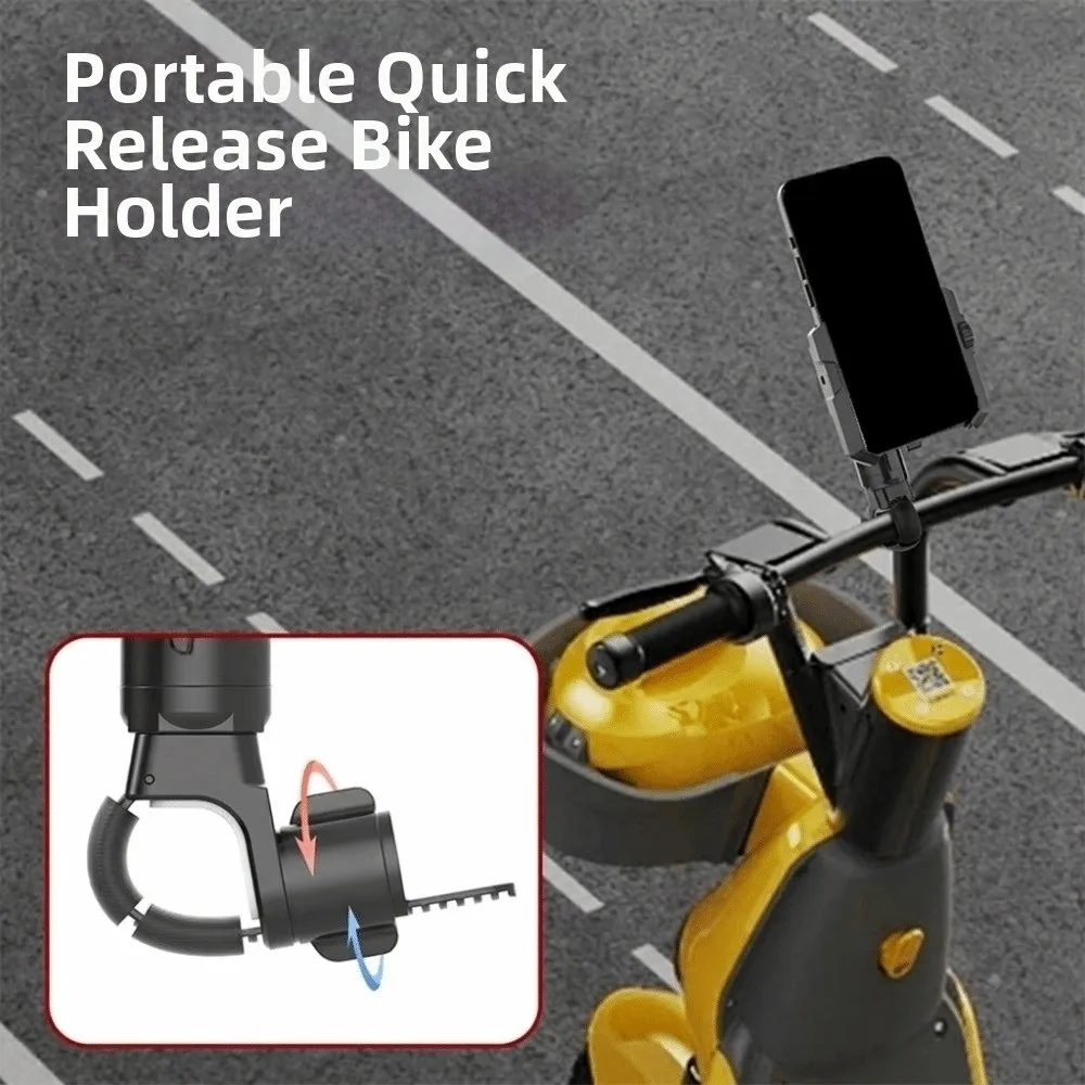 360 Degree Rotation Bicycle Phone Mount Multi-Angle Adjustment Secure Clamp Design Handlebar Cell Phone Clamp Handlebar Mounting