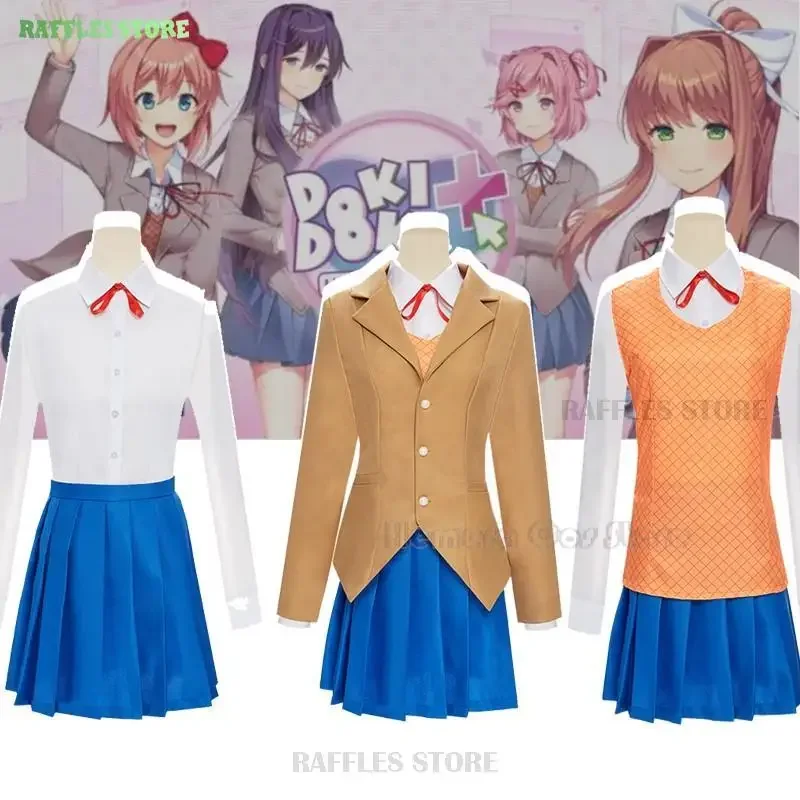 Monika Sayori Yuri Natsuki Cosplay Costumes Doki Doki Literature Club Halloween Game Anime Cosplay Women Dress JK School Uniform