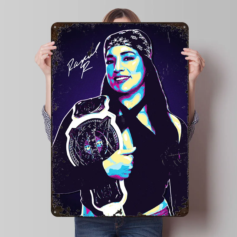 Raquel Rodriguez Champion Portrait Printed Poster Customized Wall Art Retro Vintage Metal Tin Signs for Room Decoration Garage