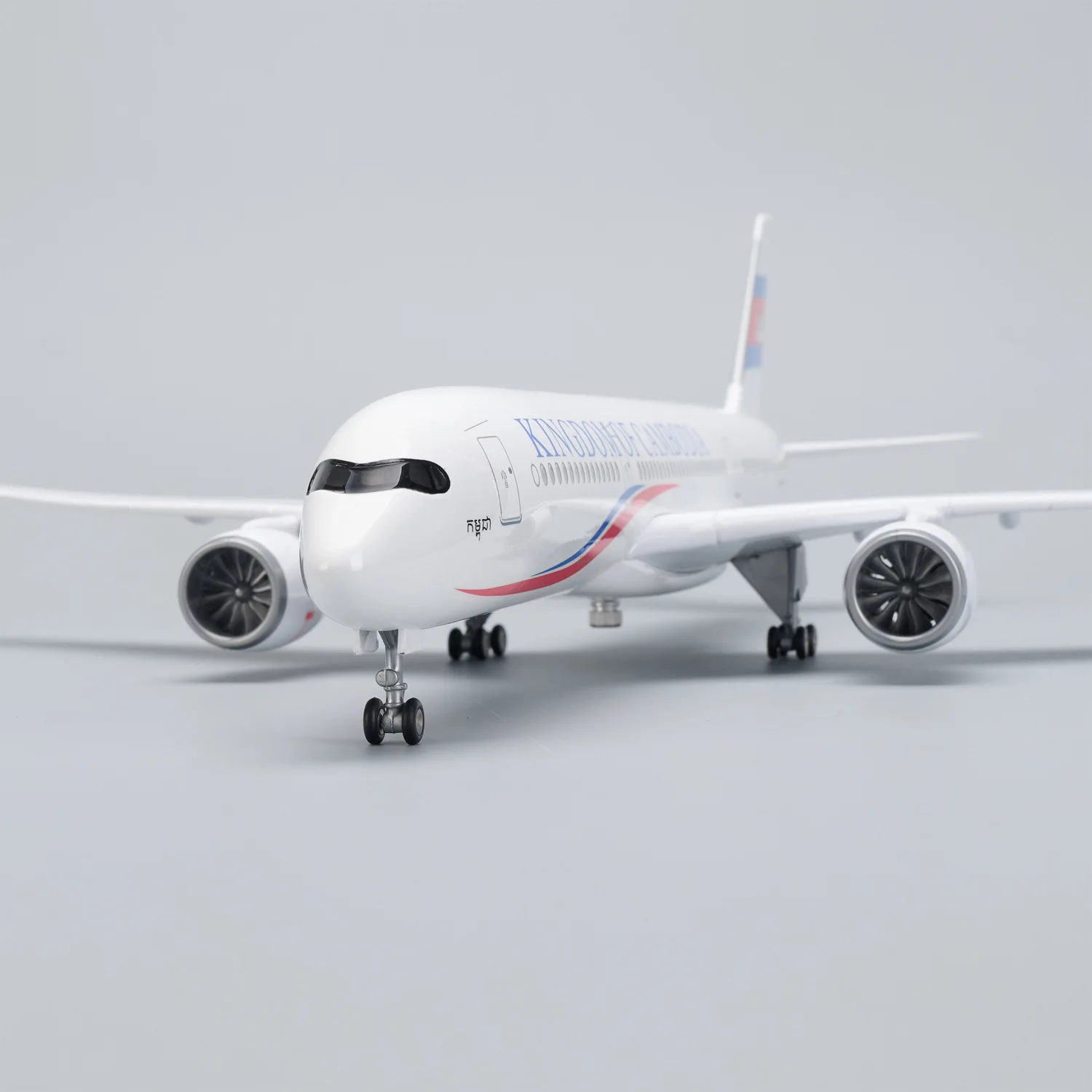 47cm Cambodia A350 Airplane Model 1/142 Scale Diecast Resin Plane Model Kit with Stand for Collection Display or Adult Gift