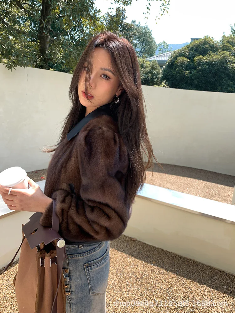 Kunstpelz, kurze Jacken, Mäntel, Damen, mittellang, Event, Mutter, Punk, nahtloses Design, gewebtes Muster, Quasten, Patchwork, Kapuze, Eleganz