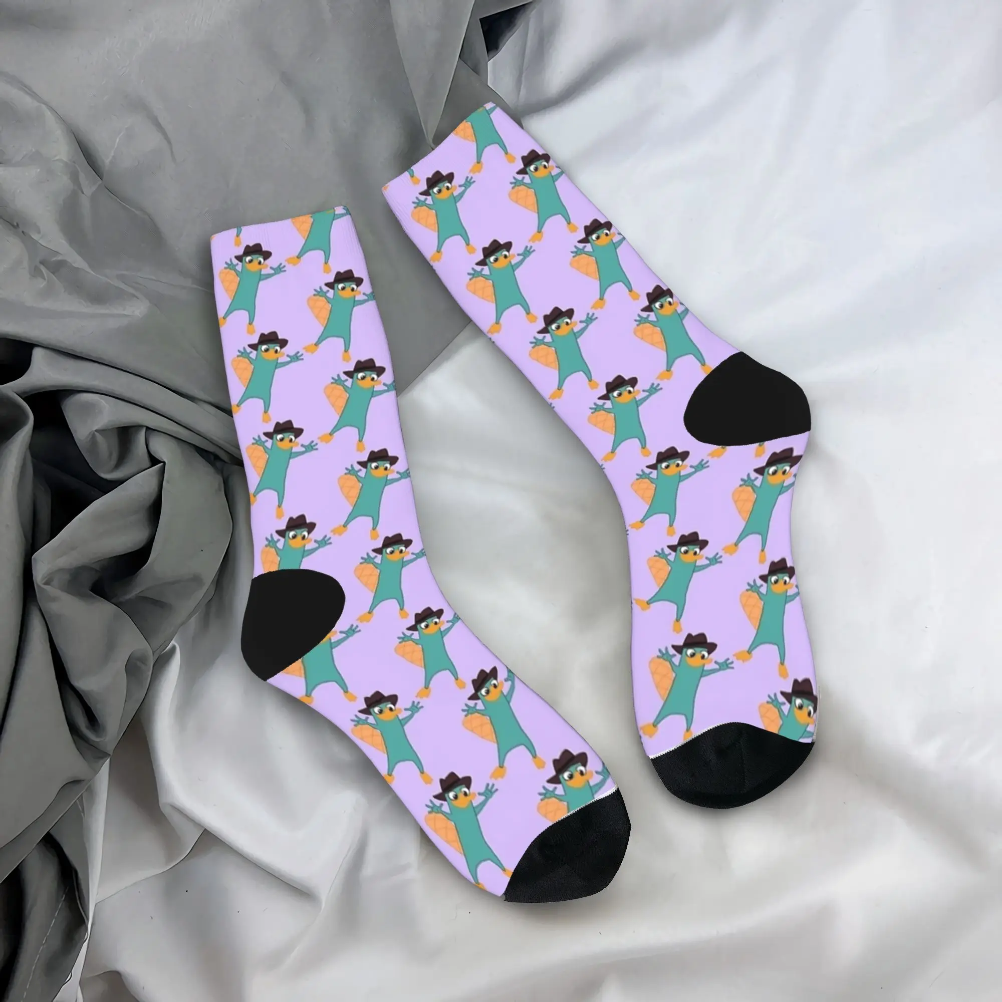 

Cute Perry the Platypus Socks Autumn Stockings Fashion Adults Men Comfortable Socks Pattern Climbing Non Slip Socks