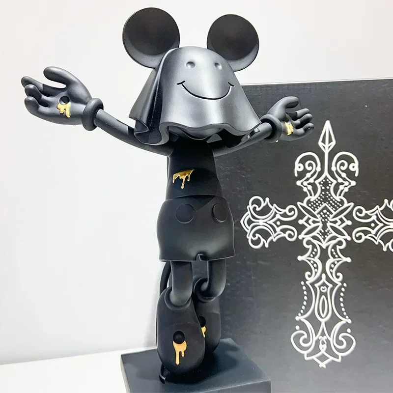 45cm Disney Mickey Mouse Anime Figure Jointly Signed Jesus Standing Statue Masked Cross Model Home decoration birthday present