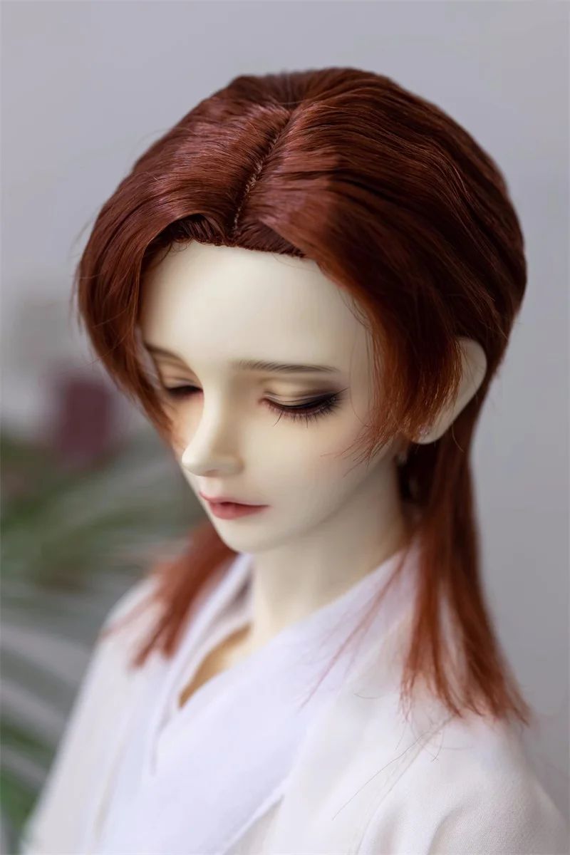 Bjd boneca peruca brinquedos 1/3 1/4 meninas menino leite onda de seda mid-split penteado plano cúspide lobo cauda estilo peruca de cabelo boneca acessórios xc