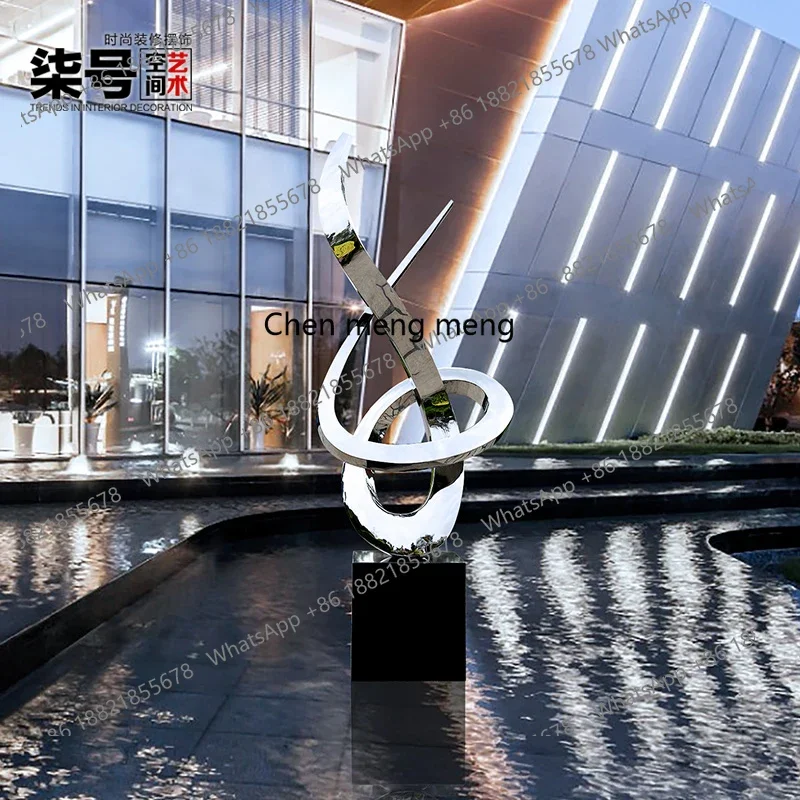 A74Outdoor stainless steel sculpture large abstract ornament outdoor landscape floor art installation