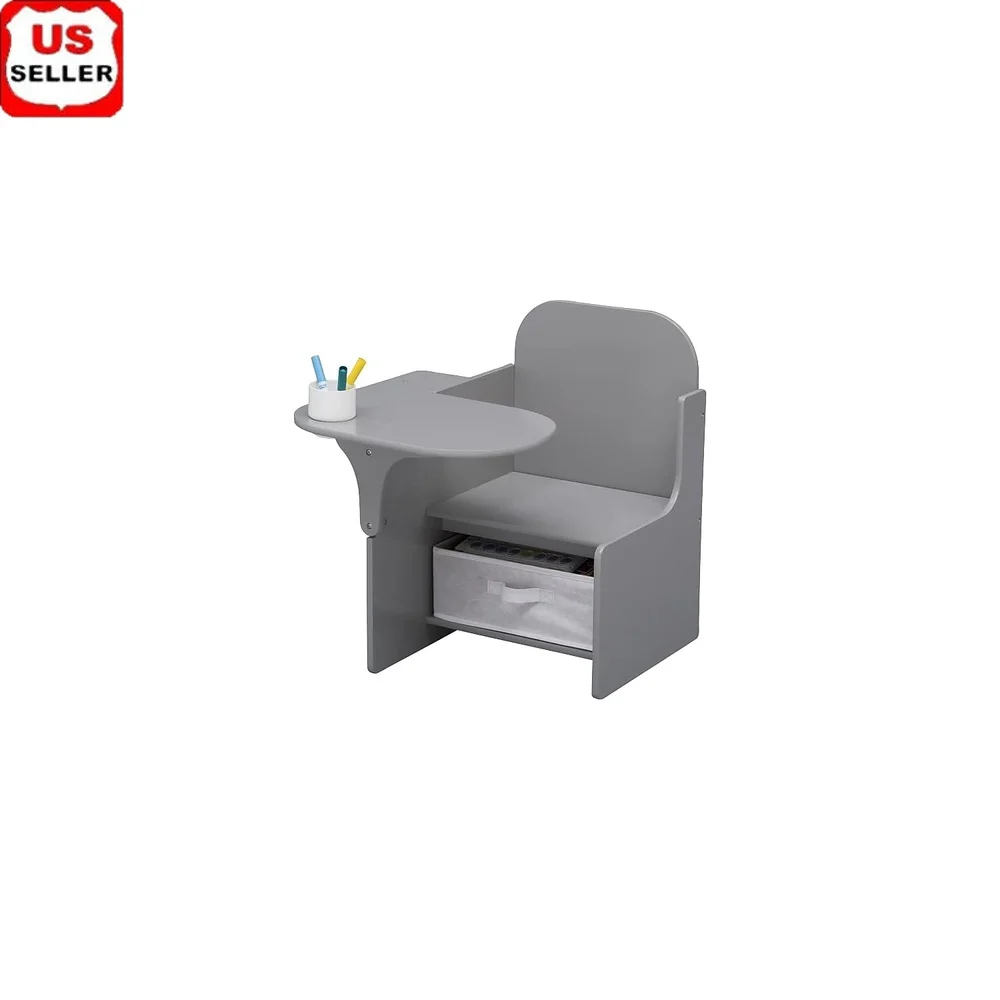 

Kids Wooden Chair Desk Set with Storage Bin Toddlers Preschool Art Supplies Removable Cup Holder Safety Tested Modern Design