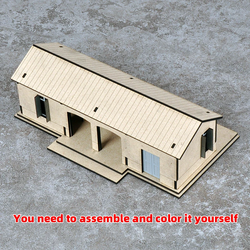 1/35/43/48 1/64 1/72 1/87 HO Maßstab Modellbausatz Miniatur Diorama Architektonisches Gebäude Hausmodell Eisenbahn Unbemaltes Dorf DIY – Detail 4