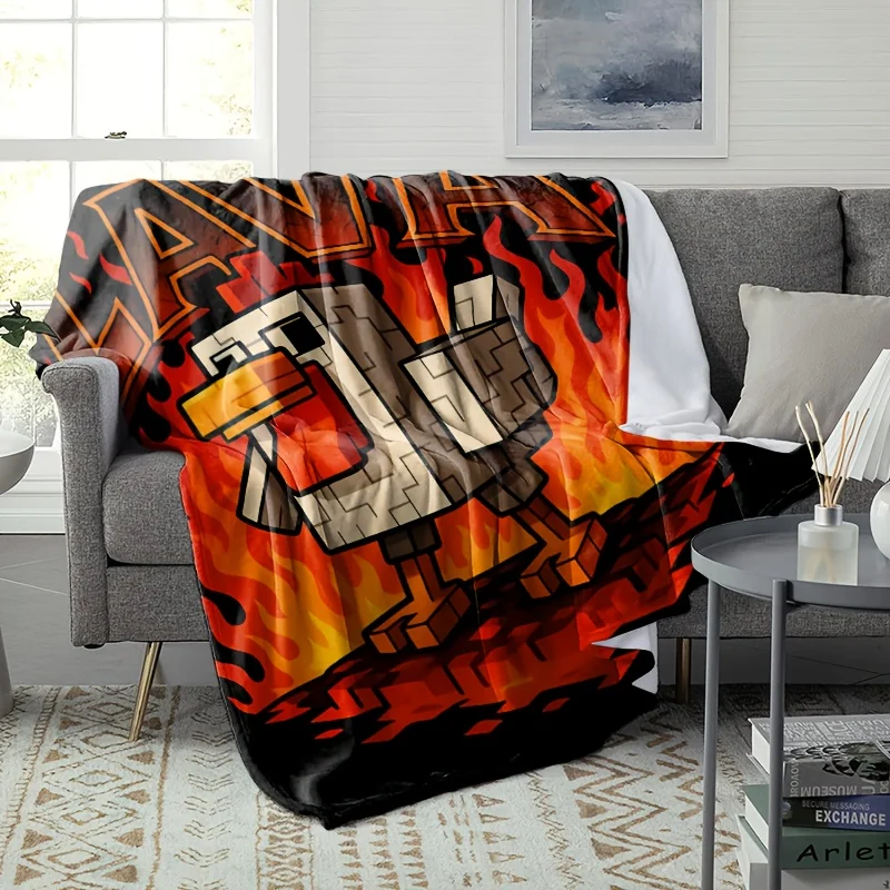 1pc Multifunctional Lava Chicken Pattern Printed Fleece Blanket, Suitable for Bed, Sofa, Office, And Camping. This Blanket Is Pe