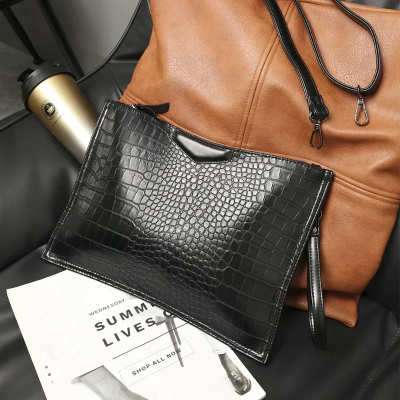 

Luxury Crocodile Pattern Leather Men's Clutch New Fashion Clutches Men Hand Bag Crossbody Bag Envelope Handbags Document Bag