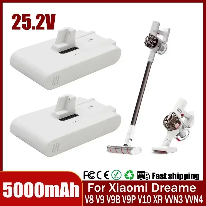 

25.2V 5000mAh For Xiaomi Mijia Vacuum Cleaner V8 V9 V9B V9P V10 XR VVN3 VVN4 Dreame Vacuum Cleaner Lithium Battery high quality