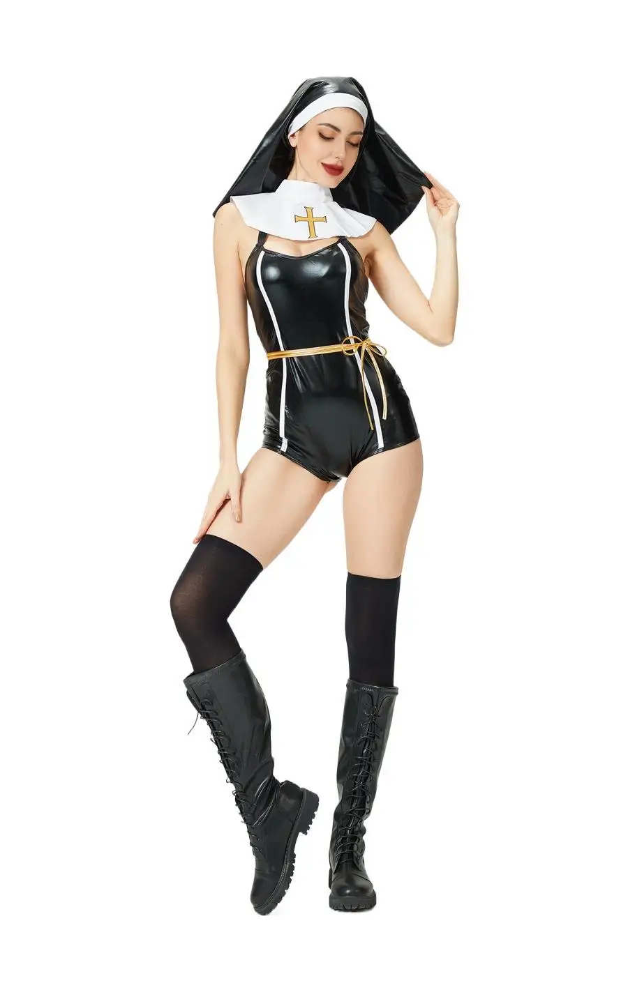 할로윈 성인 의상 섹시한 향신료 원피스 슬림 트림 부활절 크로스 디아블로 고딕 무대 의상