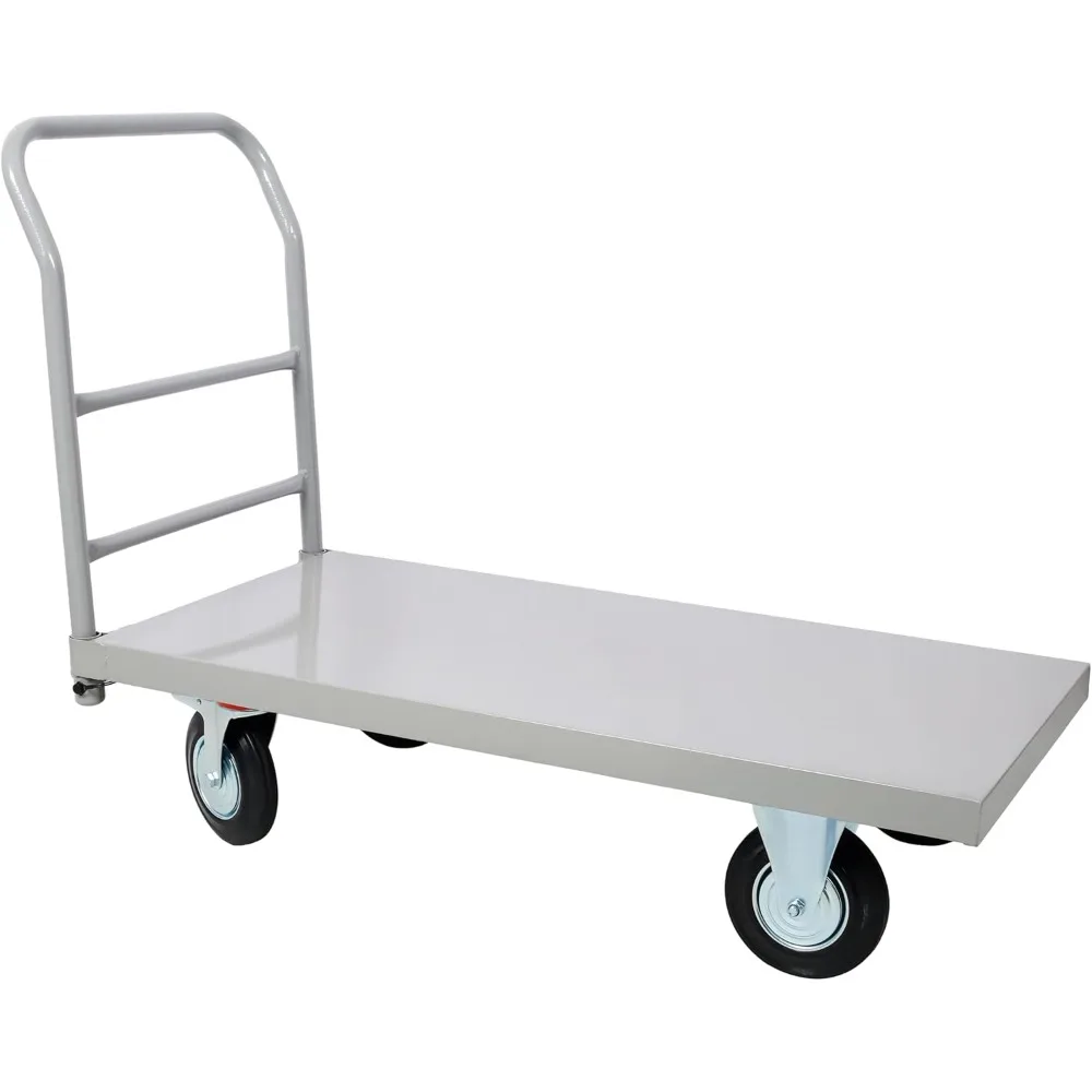 Carrinho de dolly plano para caminhão com plataforma resistente com rodas, capacidade de 2.000 lb, deck de aço de 24 x 48 polegadas, cinza