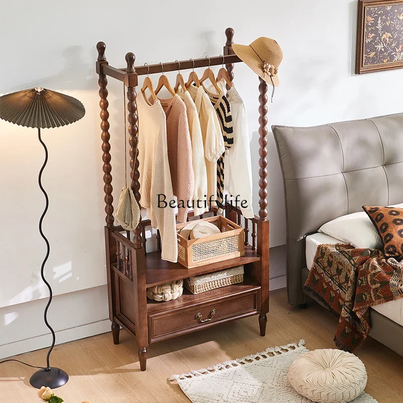 

yj32 French retro solid wood coat rack medium and ancient style home creative shoe cabinet