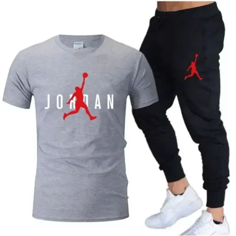 New Summer Popular Men's Set, Men's Sports Set, Printed Leisure Fashion Short Sleeve Set, Men's Jogging Set