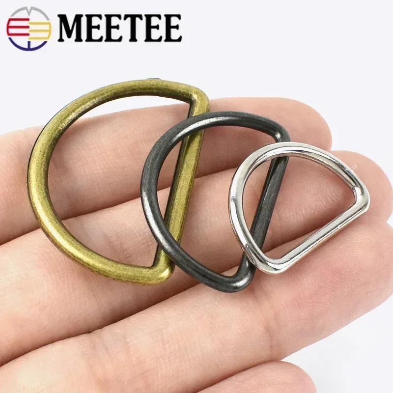 20Pcs Meetee 15-50mm D Ring Buckle for Backpack Strap Metal Clasp Bag Shoes Adjustment Buckles Webbing DIY Hardware Accessories