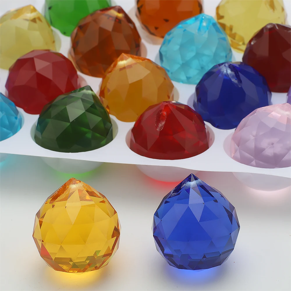 1 unidad de bola de cristal facetada de 20mm/30mm para candelabro, prisma atrapasoles colorido, bola de Feng Shui, piezas de lámpara de cristal, decoración para bodas y hogar