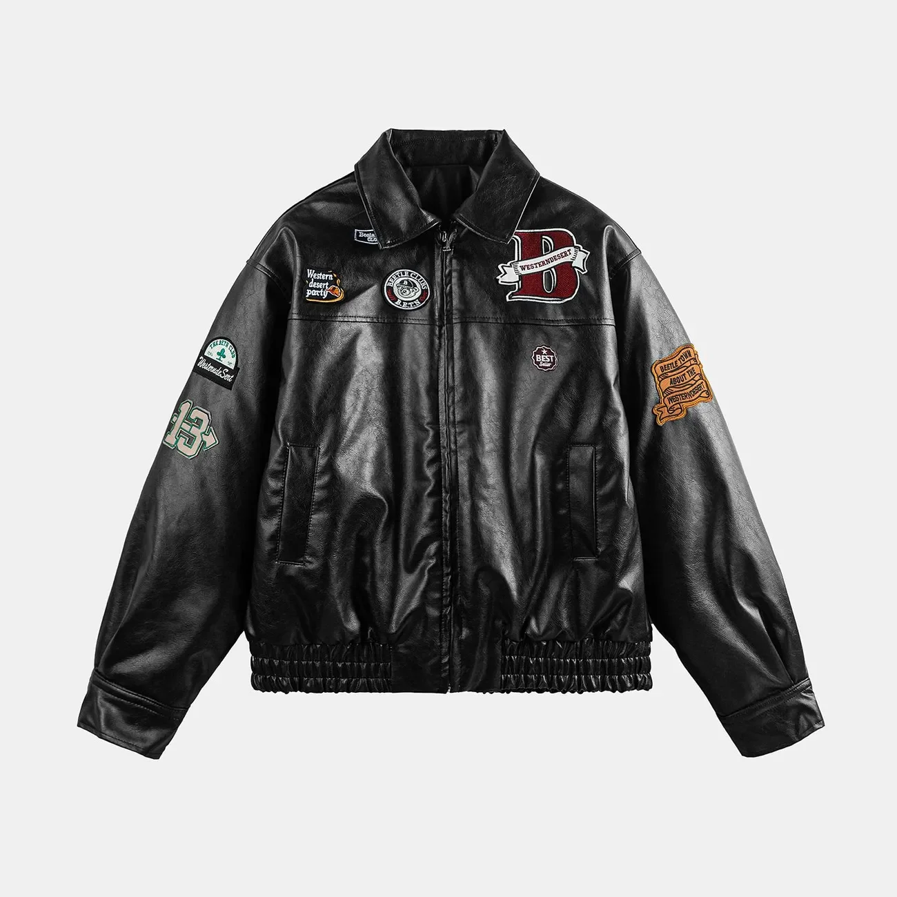 

American retro PU leather cotton jackets streetwear thick motorcycle cotton loose leather jacket coats men clothing