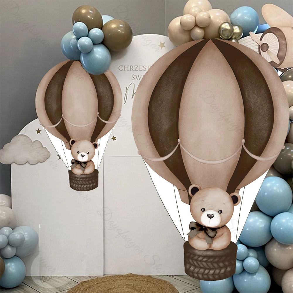 18/36 Zoll Heißluftballon Teddybär Ausschnitte Boho Wolke Braunbär Mosaikbrett für Babyparty Geburtstag Party Hintergrund Dekor