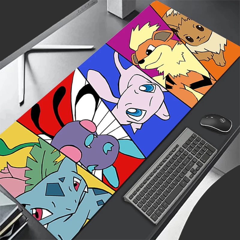 

Cute Anime Cartoon P-pokemon Mousepad HD Printing Computer Gamers Locking Edge Non-slip Mouse Pad 90x40cm Keyboard PC Desk Mat