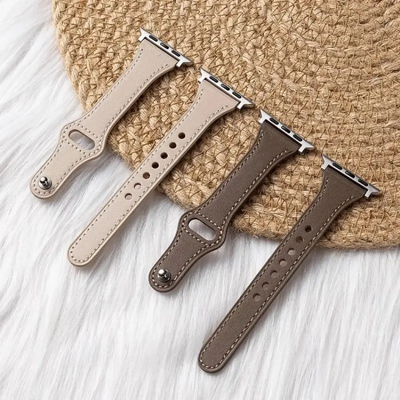 Slim Real Leather Band For Apple Watch 9 8 7 41/45mm Correa Girl Strap 40mm 44mm 38/42mm 49 Bracelet For IWatch Series SE 6 5 4