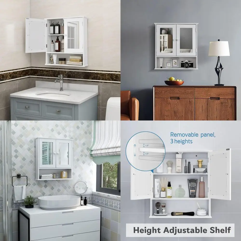 

Навесной деревянный шкаф для хранения над унитазом с зеркалом для ванной, прачечной и кухни