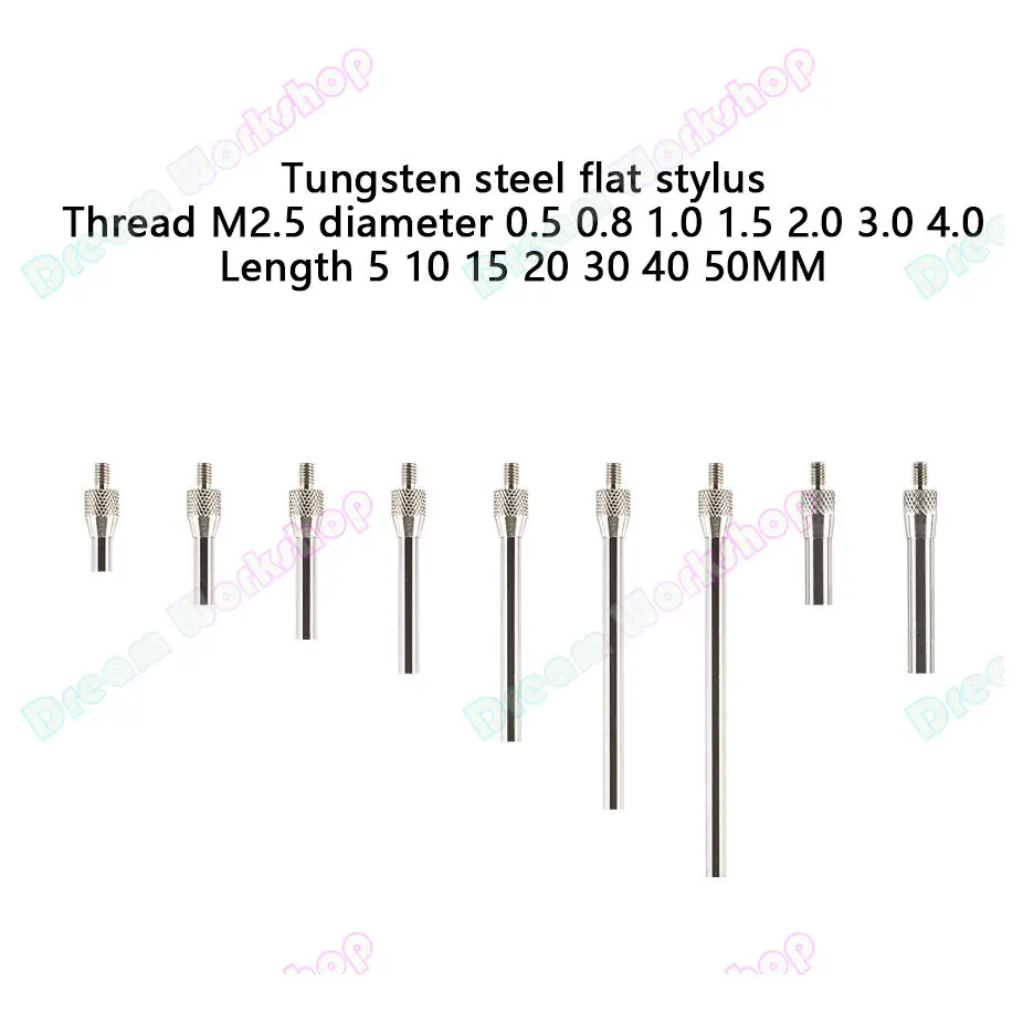 Dial Indicator Needle, Tungsten Steel Flat Probe, Height Gauge Probe, Dial Indicator Flat Probe, Depth Gauge, M2.5