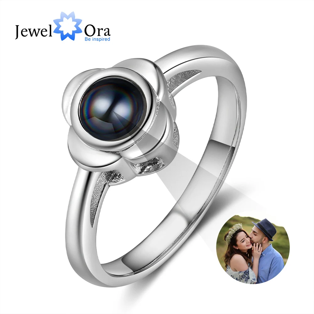 

Custom Photo Projection Rings for Women Personalized Picutre Inside Promise Ring Anniversary Wedding Jewelry Memorial Gift