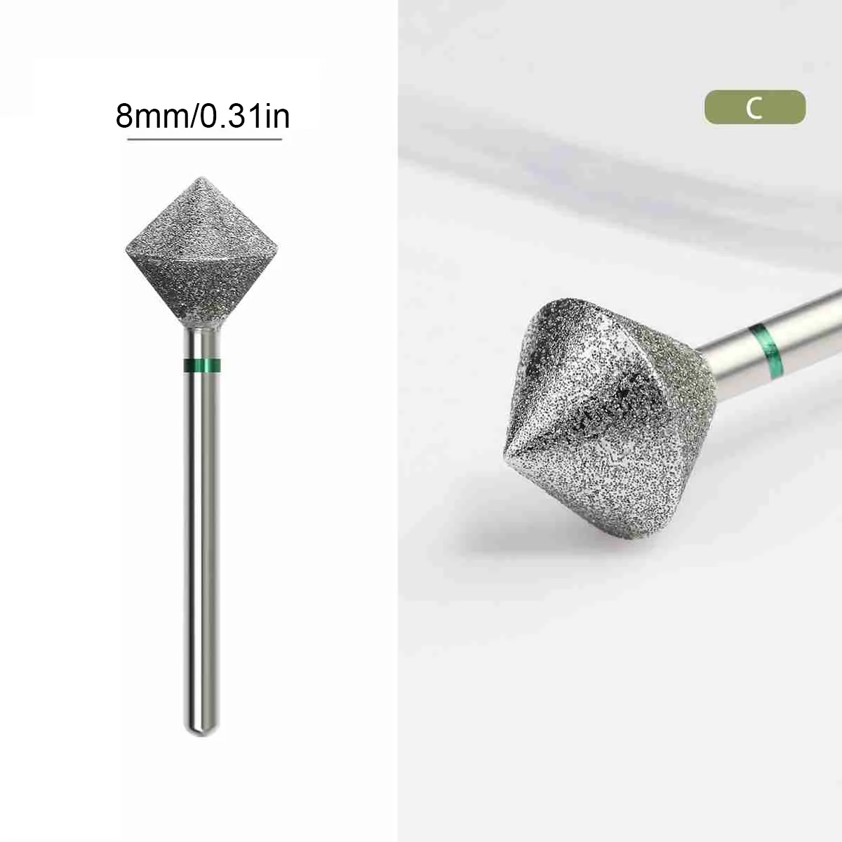 8mm Rhombus Nail Drill Bits Diamond E-Files Bit Round Edged Manicure Pedicure Grinding Head for Electric Nail Drill Machine