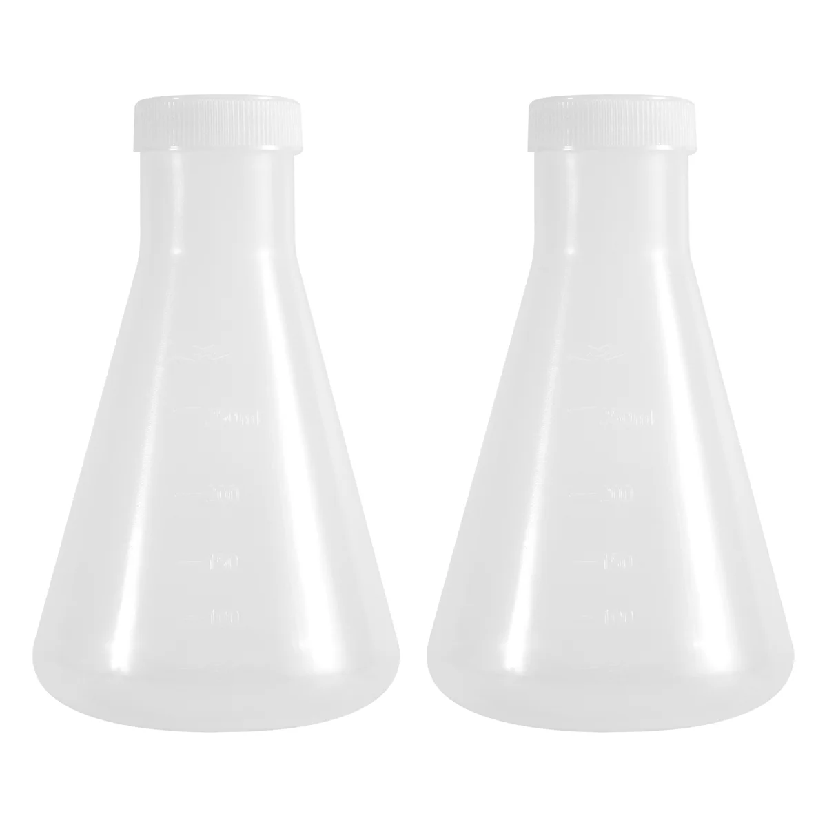 A06K Laboratoryjna plastikowa koniczna kolba Erlenmeyera z podziałką, pomiarowa, gładka, gruba ścianka, dwa butelki o pojemności 250 ml