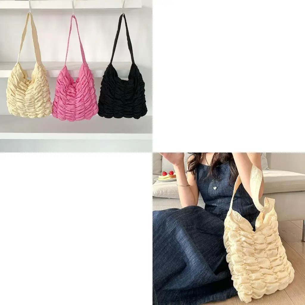 

2024 Pleated Cloud Handbag Shoulder Bags for Women Girl Large Capacity Ruched Bag