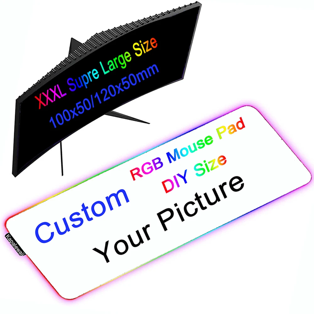 

Custom Brand RGB Mouse Pad Gaming Mousepad XXL Large PC Gamer Keyboard Desk Mat LED Backlight DIY Personalize Mause Carpet 90x40