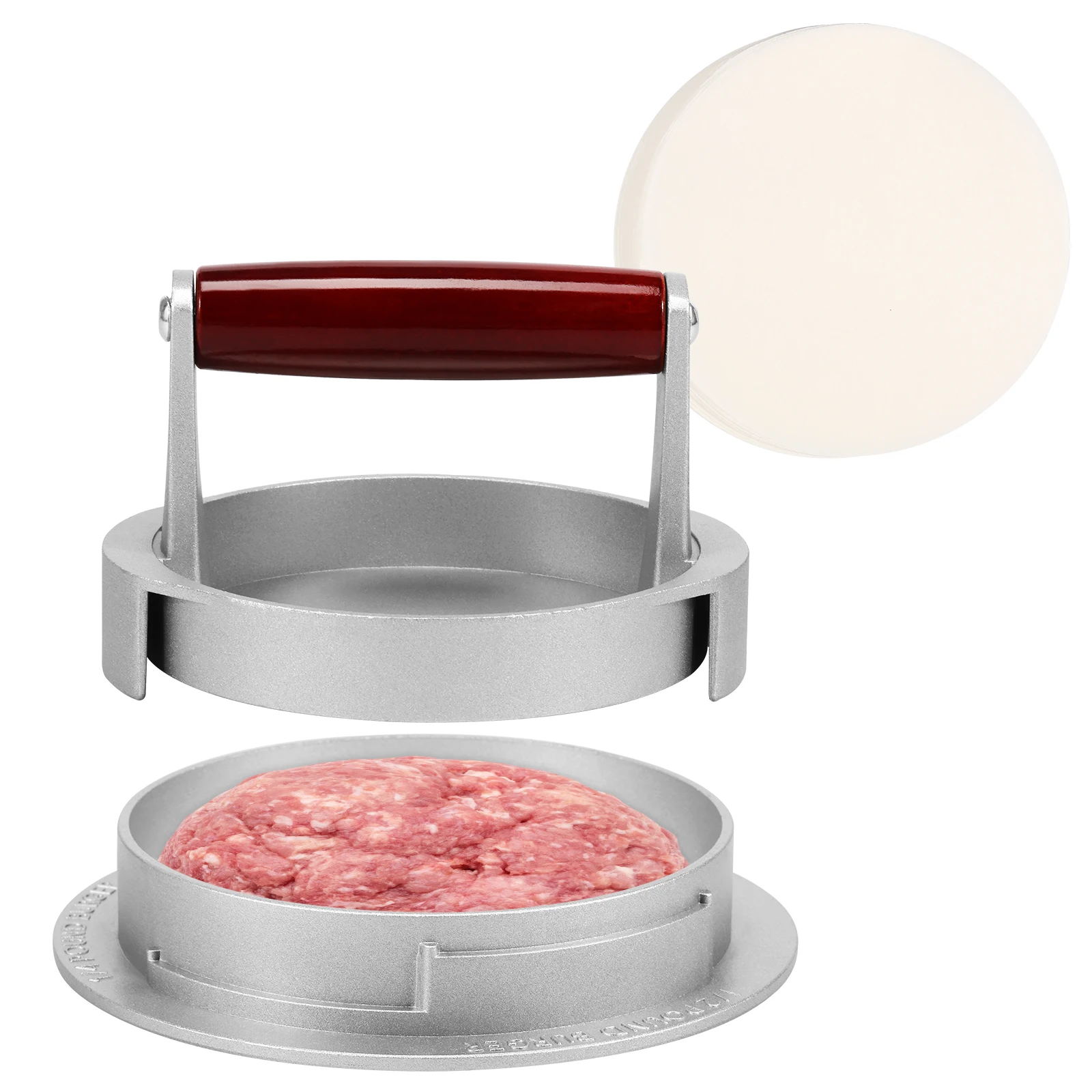 Stainless Steel Hamburger Press Patty Maker with 100 Silicone Oil Paper Adjustable Burger Press Nonstick Burger Patty Maker