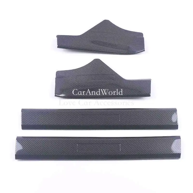 Carbon Fiber Door Sill Scuff Plate Protector Rear Trunk Tailgate Pedal Cover Trims For Nissan X-Trail XTrail T33 Rogue 2021-2024