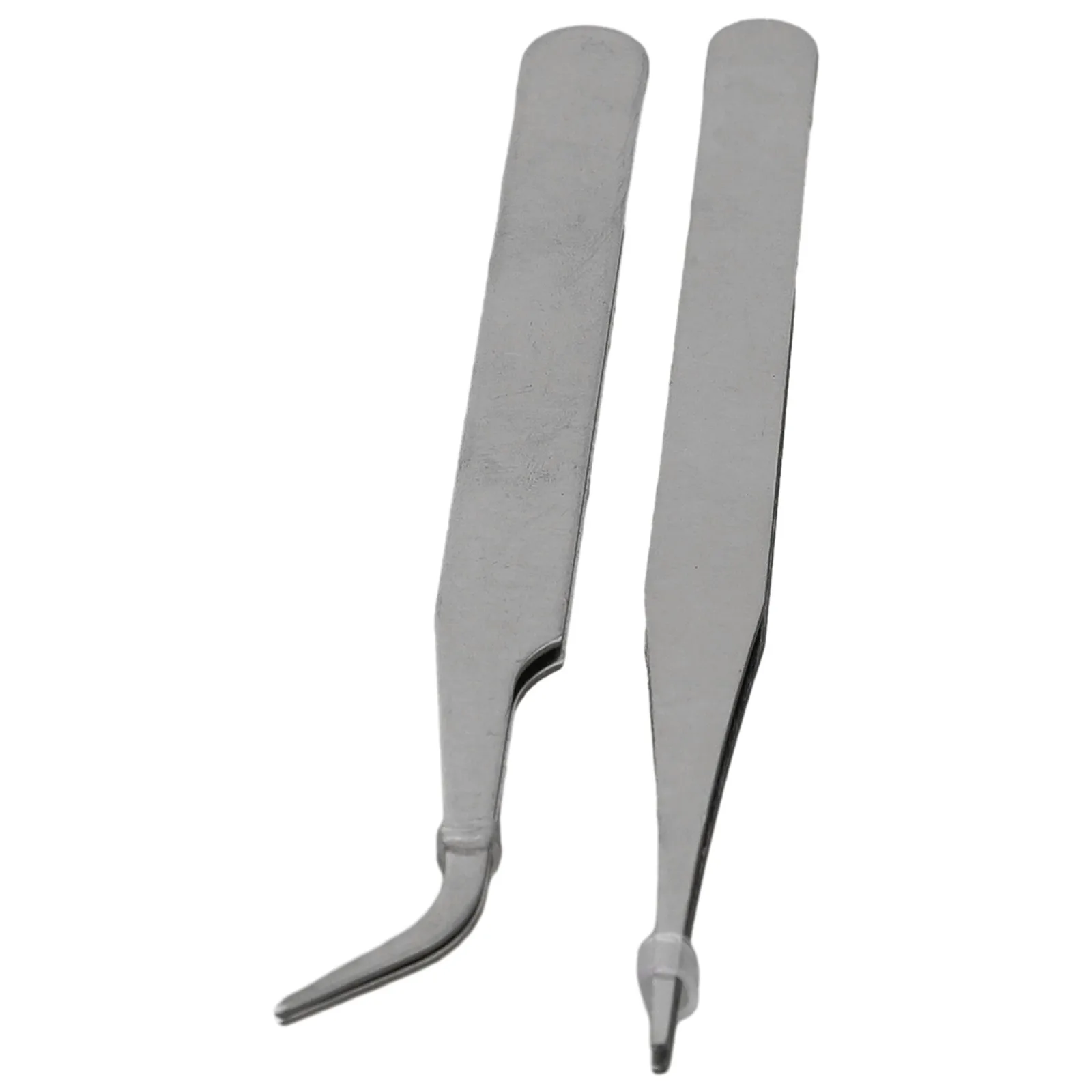 

Tip Tweezers 2pcs Tweezers Stainless Steel Mini Tweezers Anti-magnetic Curved Straight Dismantling Hand Tool Set